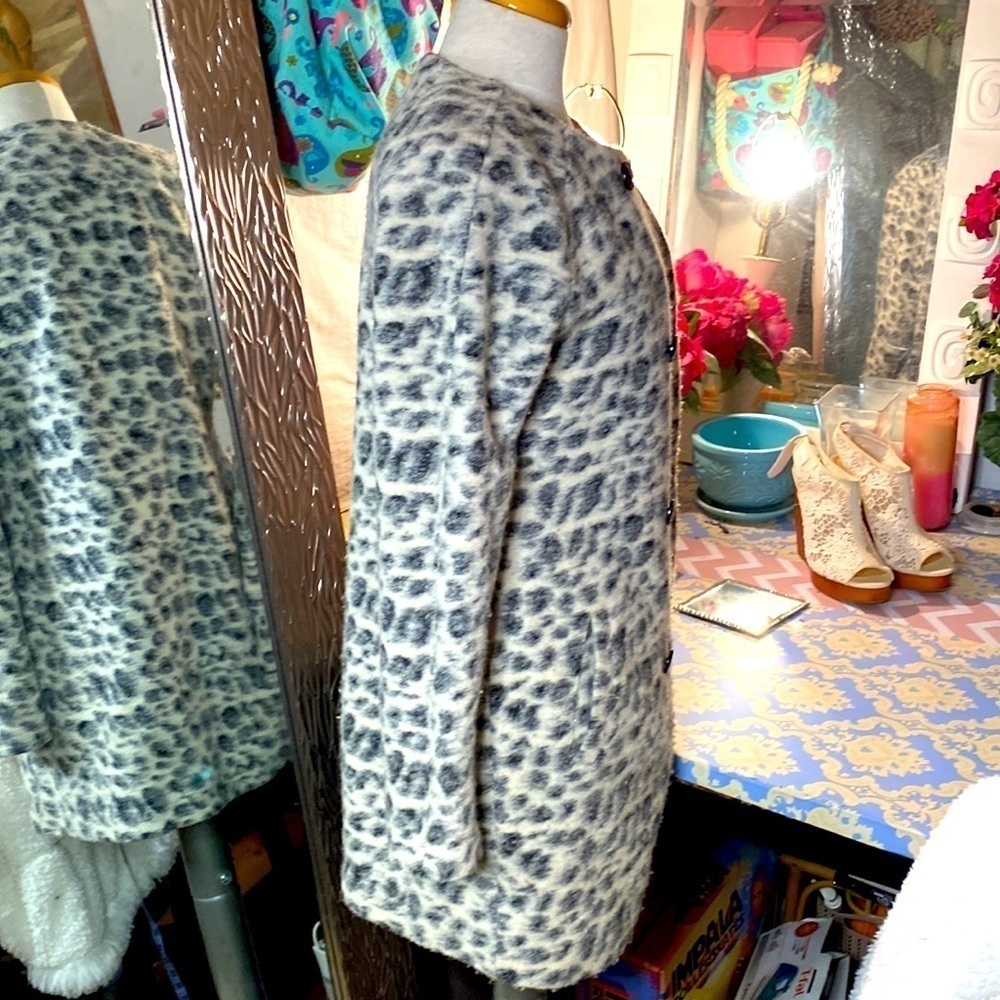 🌷CLEMENTS Ribeiro🌷Leopard Print Wool Coat - Picture 9 of 11